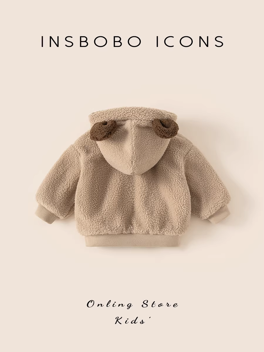 Áo khoác ngoài bé INSbobo mùa thu đông, áo len nỉ bé sơ sinh mùa đông 2025, quần áo trẻ em giữ ấm mới