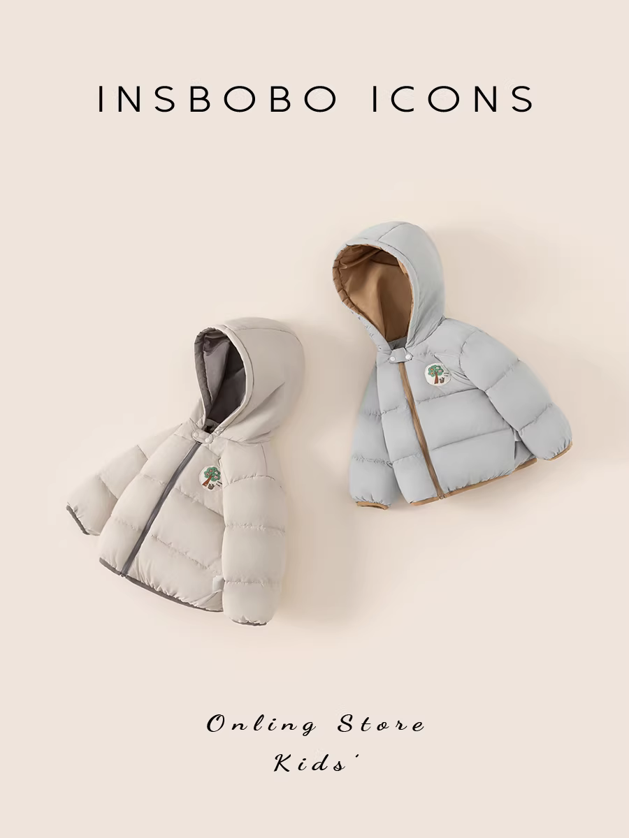 Áo khoác phao INSbobo cho bé trai mùa đông 2025, áo dày giữ ấm mùa thu đông, thời trang