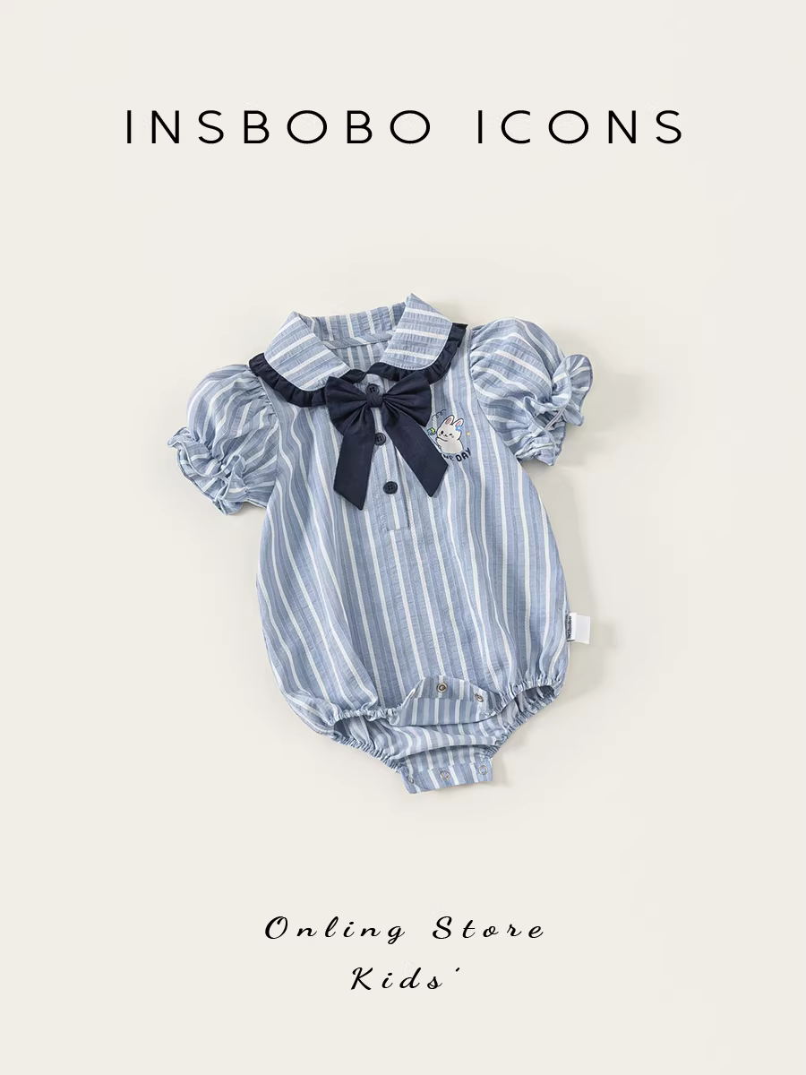 Quần áo trẻ em INSbobo mùa hè 2025 kiểu mới bộ liền thân bé gái sơ sinh bộ đồ bò dễ thương quần áo trẻ em mùa hè