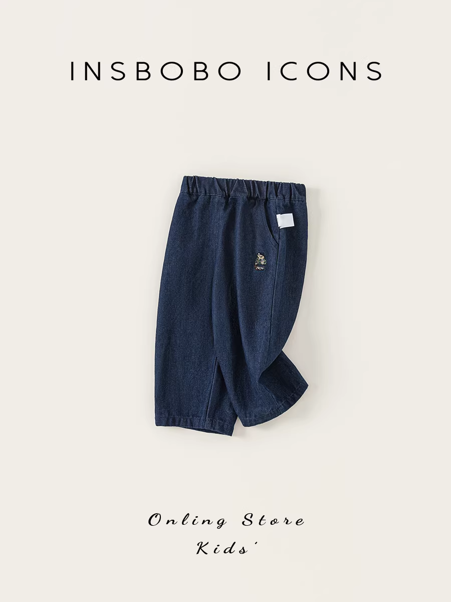 Quần trẻ em INSbobo [Bộ Teddy Bear] Thu 2025 - Quần Jean bé trai, quần dài bé gái