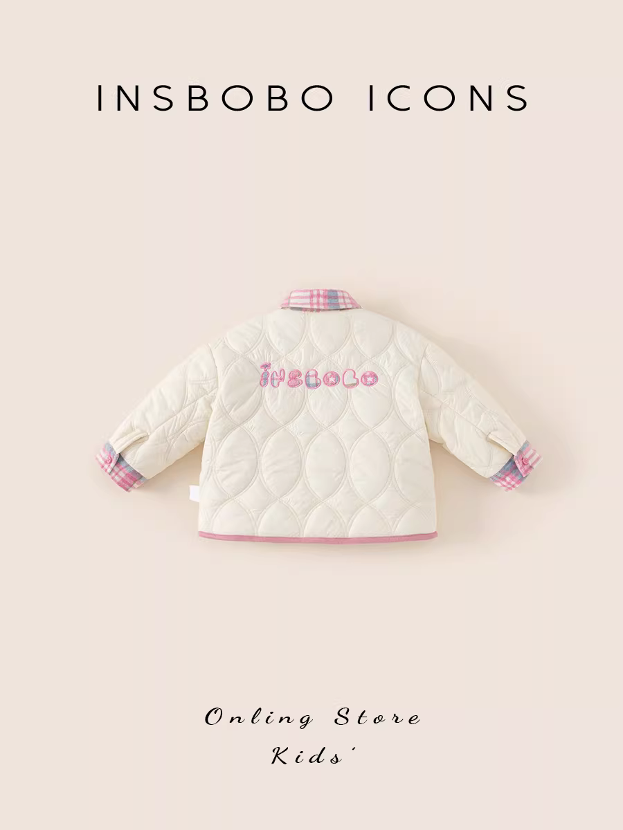 Áo khoác độn bông cho bé gái, áo khoác chần bông cho bé, áo giả hai mảnh thời trang thu đông mới, quần áo mùa đông dày dặn có đệm bông cho trẻ em, hợp thời trang.