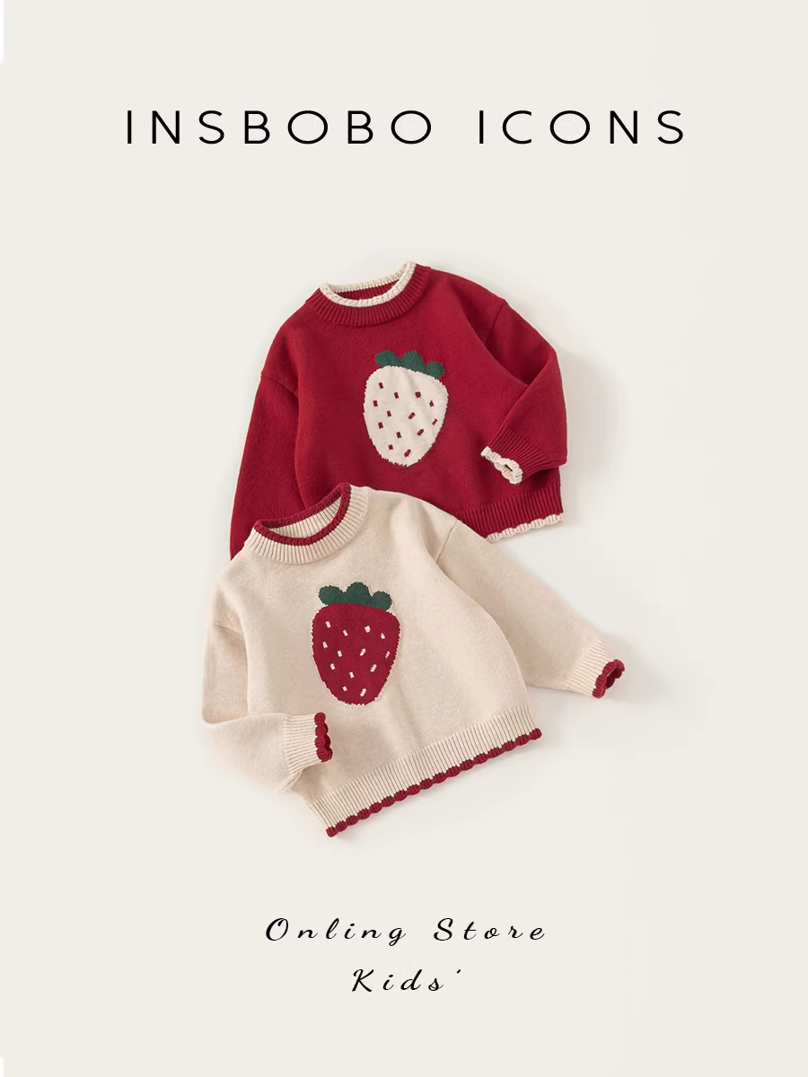 Áo len bé gái INSbobo thu đông 2025 kiểu mới, áo len trẻ em, áo bé gái