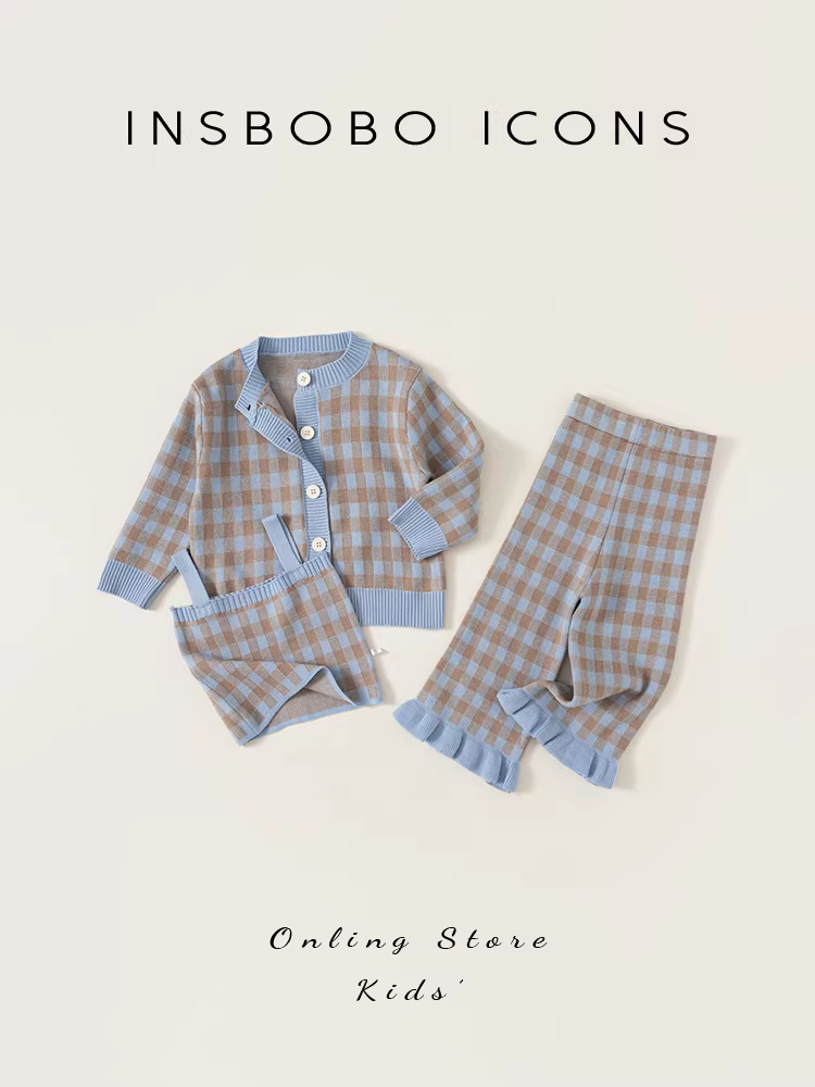 Bộ quần áo thu đông 2025 cho bé gái, bộ quần áo thời trang và sành điệu cho bé gái, áo len bé gái, quần áo trẻ em cho mùa xuân và mùa thu.