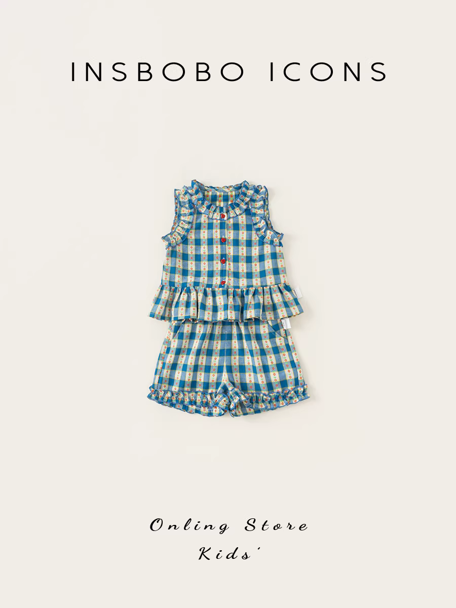 Bộ trang phục hè 2025 kiểu mới cho bé gái, quần áo hè bé gái, quần áo trẻ em, bộ đồ hè kẻ caro hai mảnh thời trang