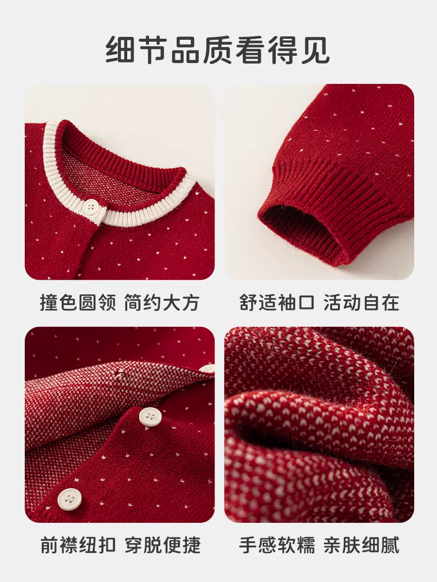 Áo len bé gái INSbobo, quần áo mùa đông, áo khoác len bé gái, mẫu mới 2025, thời trang thu đông, quần áo trẻ em Giáng sinh