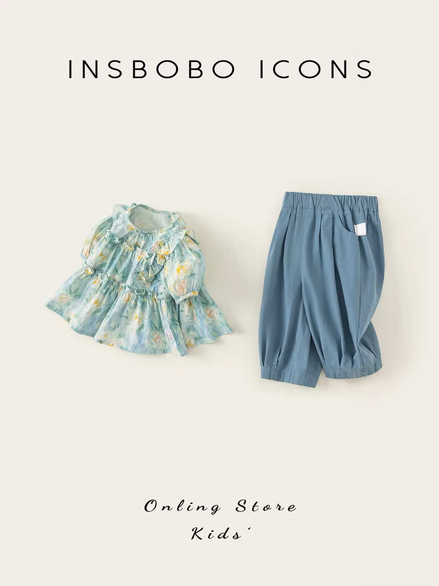 Trang phục mùa hè cho bé gái, quần áo mùa hè cho bé gái, quần áo trẻ em kiểu mới 2025, bộ hai mảnh áo búp bê thời trang, quần áo trẻ em hợp xu hướng