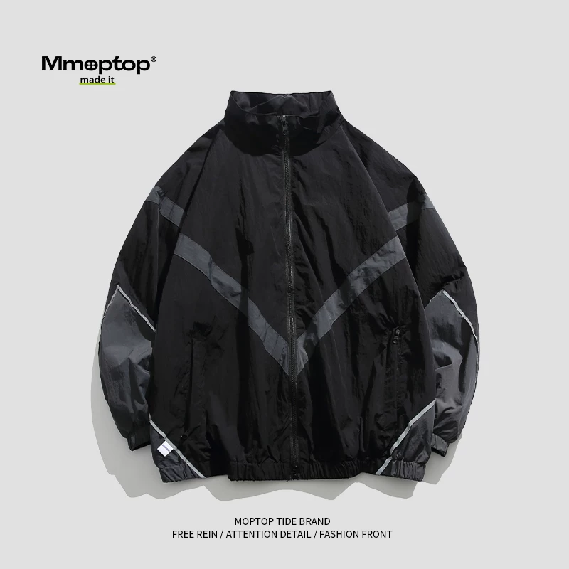 Mmoptop retro phong cách Hồng Kông áo khoác cổ đứng dáng rộng dành cho cặp đôi áo khoác nam mùa xuân hè hợp thời trang mới áo khoác đa năng