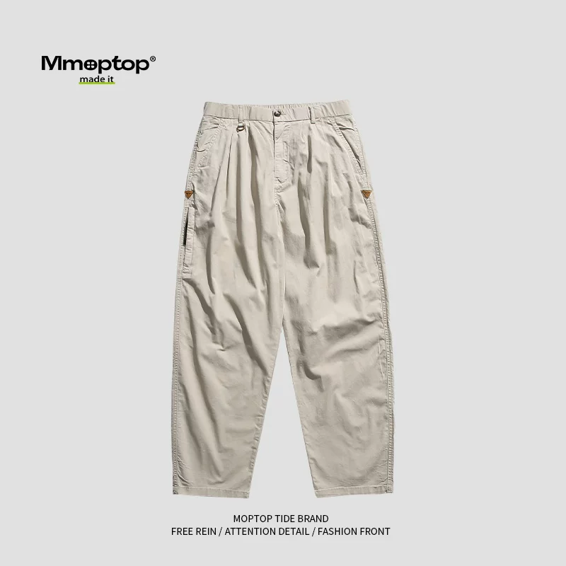 Mmoptop mùa xuân hè retro phong cách Nhật Bản quần ống đứng nam quần ống rộng cặp đôi quần âu quần rộng rãi quần cargo