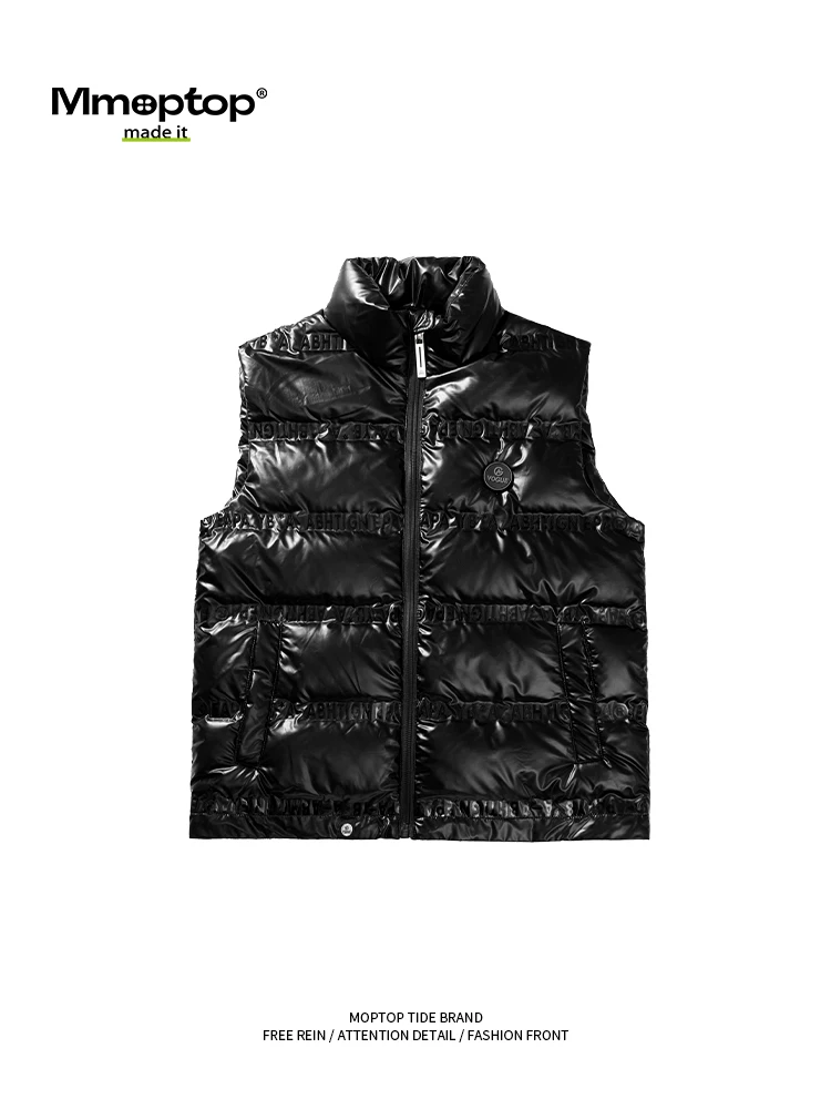 Áo vest ấm áp bóng mượt kiểu Mỹ Mmoptop dành cho nam, áo khoác không tay đa năng dành cho quần áo nam mùa đông