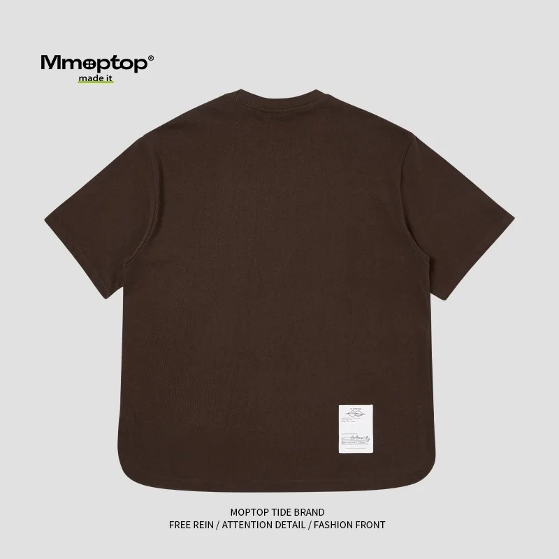 Mmoptop mùa hè dáng rộng đa năng áo thun cotton dày dặn nam hợp thời trang mới cổ tròn màu trơn giản dị tay ngắn nam