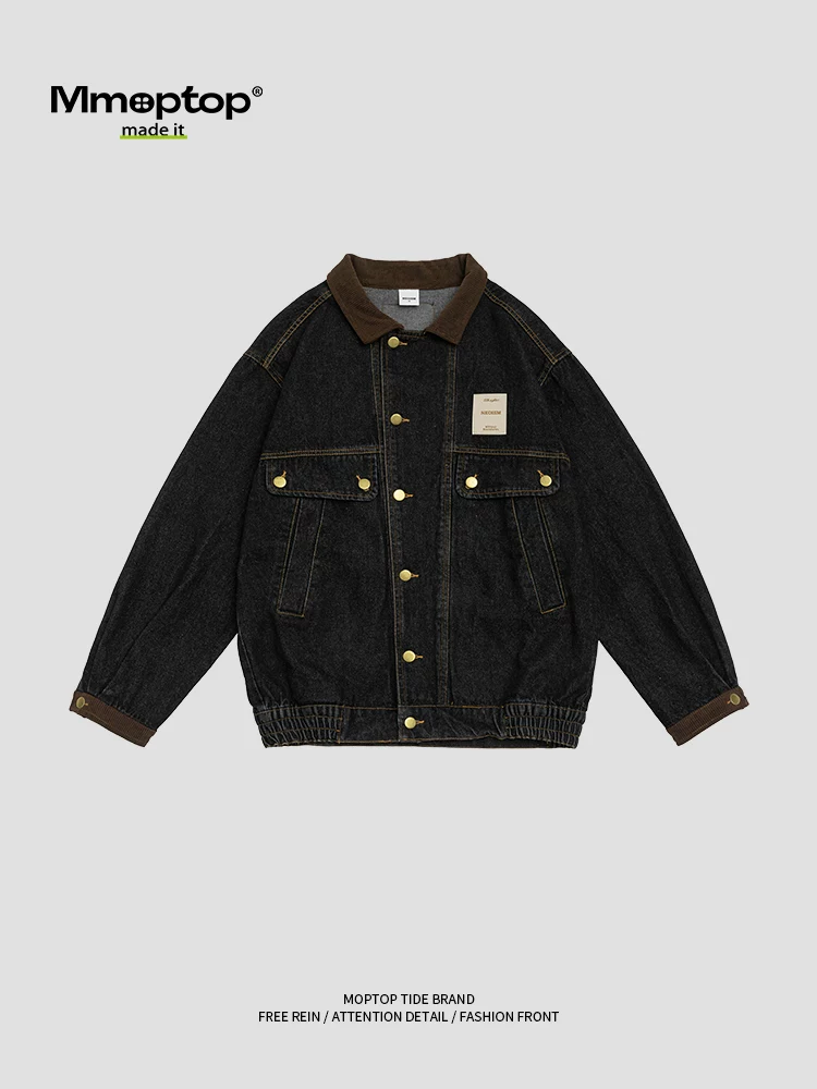 Mmoptop mùa xuân, mùa thu và mùa đông Áo khoác denim hợp thời trang theo phong cách retro của Mỹ dành cho nam giới dáng rộng giản dị áo khoác cặp đôi phong cách nam