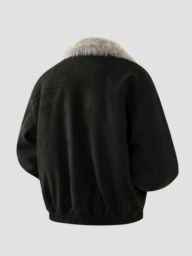 Áo khoác cotton cổ lông kiểu Mỹ Mmoptop dành cho nam, áo khoác dày giữ ấm mùa đông, áo khoác Zuishan Diao màu đen, quần áo cotton hợp thời trang.