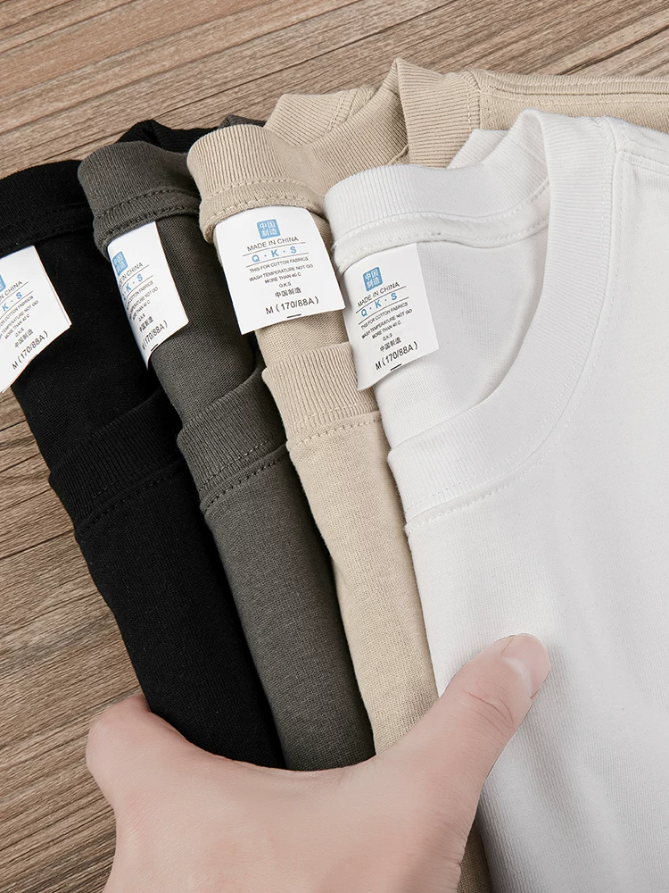 Áo thun ngắn tay bằng cotton nguyên chất Mmoptop dành cho nam, áo thun hạng nặng mùa hè, kiểu dáng mới 2025, màu trơn, đơn giản, áo nửa tay rộng rãi.