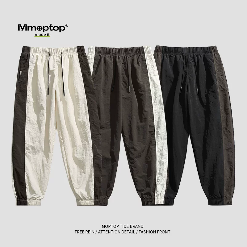 Quần âu nam Mmoptop, phong cách mới mùa xuân, quần thể thao dáng rộng phong cách cổ điển Hồng Kông dành cho nam