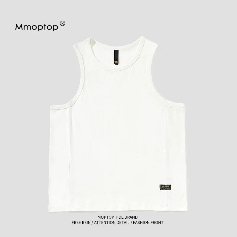 Mmoptop2025 thời trang mùa hè hợp thời trang thương hiệu áo vest nam cotton nguyên chất màu trơn áo sơ mi không tay của cặp đôi áo đơn giản dành cho nam