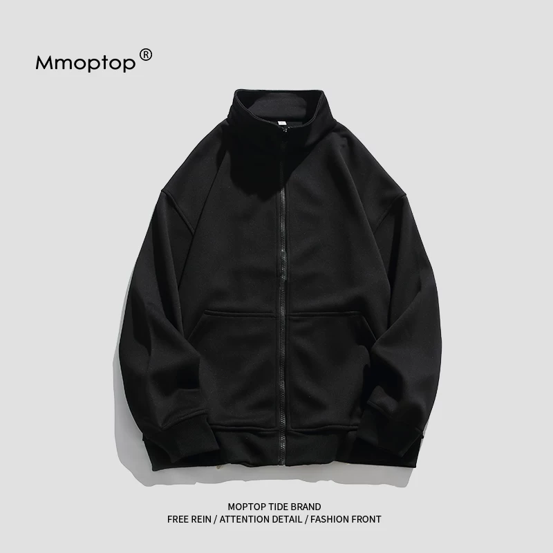 Áo len cardigan mùa xuân Mmoptop dành cho nam, quần áo nam thương hiệu đơn giản hợp thời trang, áo khoác cổ đứng màu trơn phong cách Nhật Bản dành cho nam, phong cách xuân thu.