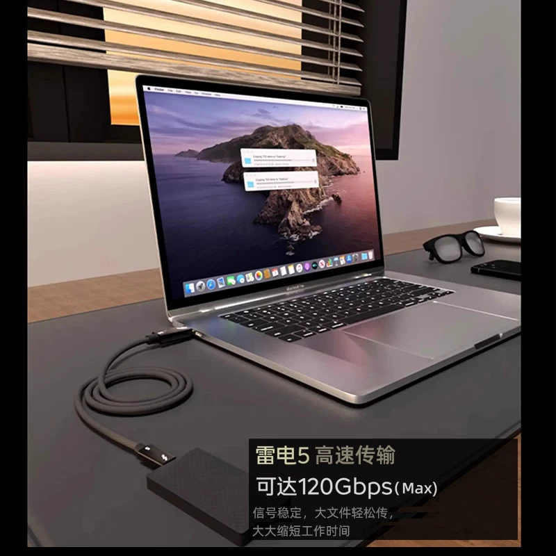 Cáp dữ liệu Thunderbolt 5 đầy đủ tính năng Cáp video hai đầu Type-C Thunderbolt 4/3 PD 240W sạc nhanh kết nối USB4 đế cắm card đồ họa màn hình kết nối một dây 80/120Gbps.