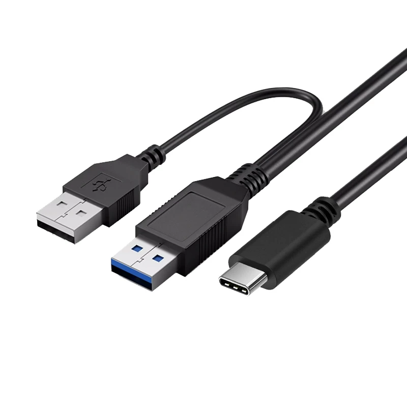 Cáp dữ liệu ổ cứng di động USB3.0 loại C, nguồn cấp điện USB kép, phù hợp để kết nối ổ cứng thể rắn WD Seagate Western Toshiba với máy tính xách tay, máy tính để bàn, ổ cứng cơ, cáp microusb3.0.