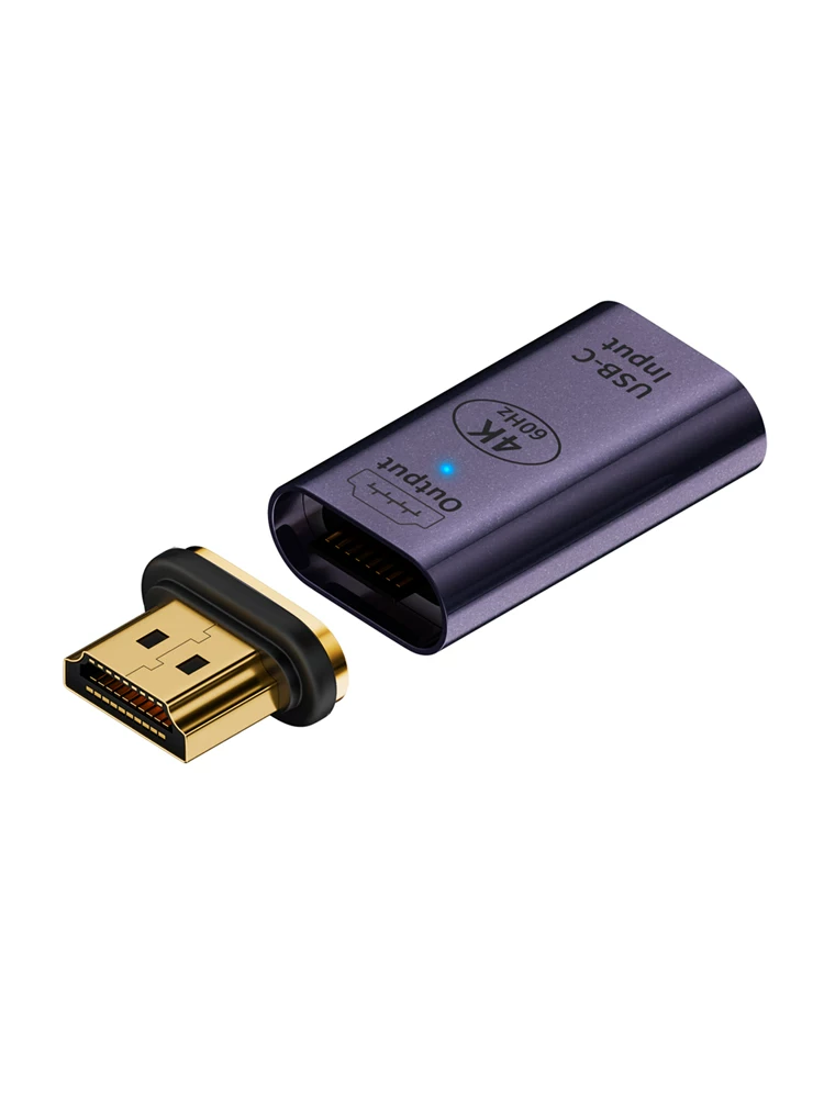 Bộ chuyển đổi từ Type-C sang HDMI từ tính, cổng HDMI đực sang C cái, dùng để chiếu màn hình điện thoại lên màn hình máy tính, máy tính xách tay lên máy chiếu, TV, hỗ trợ 4K@60hz, cáp chuyển đổi USB-C HD.