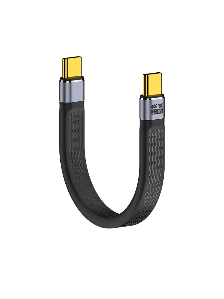 Cáp dữ liệu Type-C USB 3.2 Gen 2 đầu đực sang đầu đực sang đầu cái USB 4 đầy đủ chức năng, cáp nối dài 8K mềm dẹt ngắn, tốc độ cao 40G, sạc nhanh PD, phù hợp cho Samsung, SanDisk, SSD, cáp kết nối ổ cứng di động