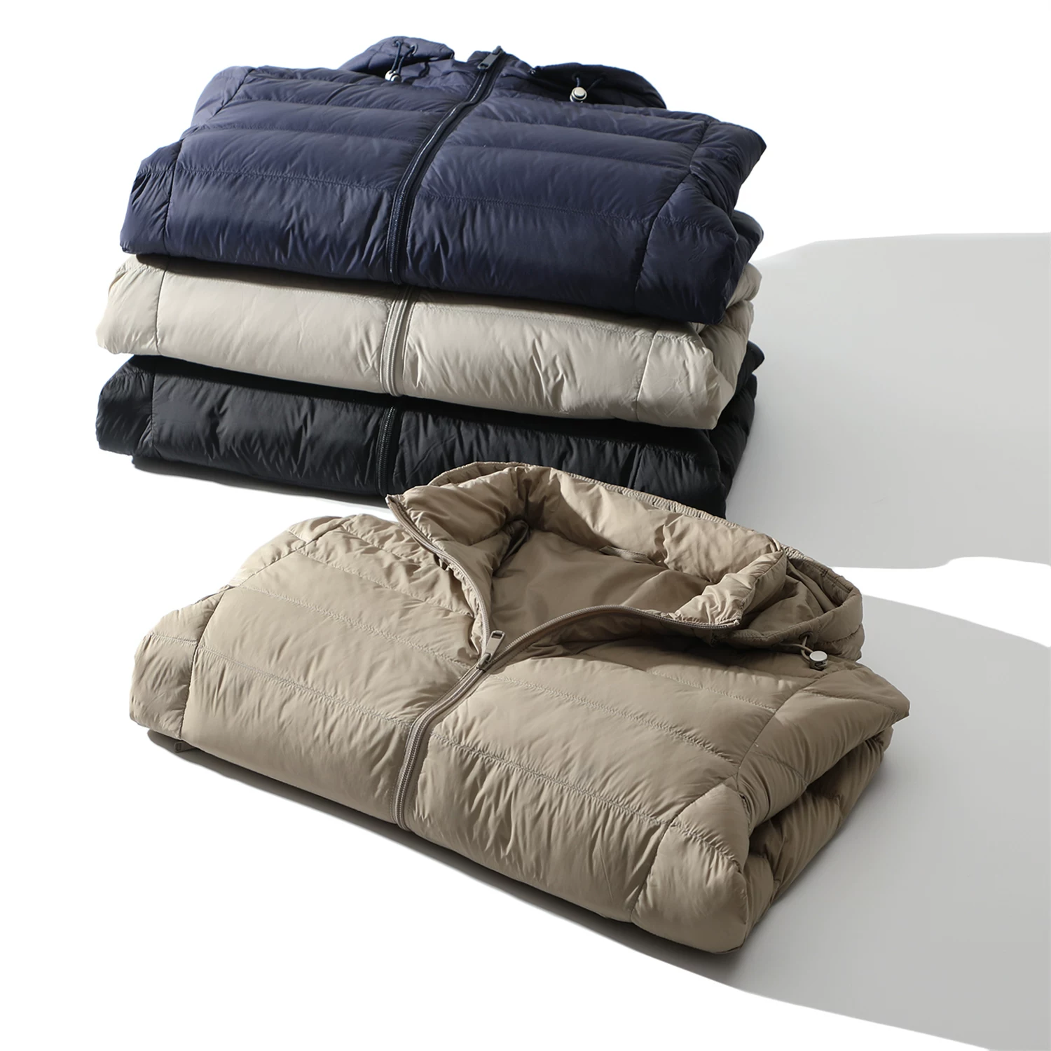 Dòng áo khoác lông cừu nhẹ và ấm Don Quixote! 90% lông vũ vịt! Áo khoác lông vũ có mũ trùm đầu tháo rời, giữ ấm mùa đông dành cho nam