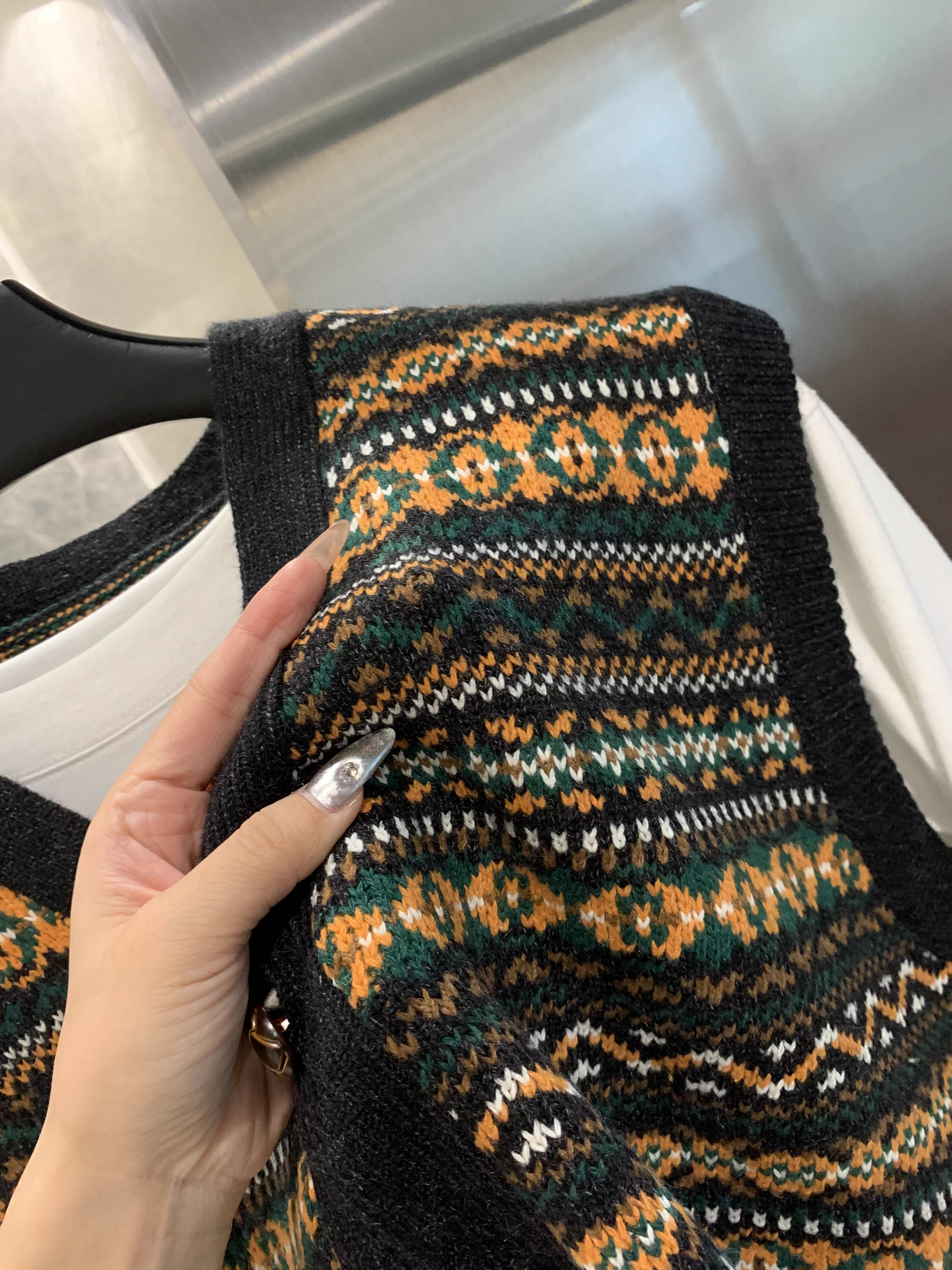 Áo len cardigan cổ V nam phong cách dân tộc cổ điển Don Quixote! Chất liệu len cừu pha + kỹ thuật dệt jacquard!