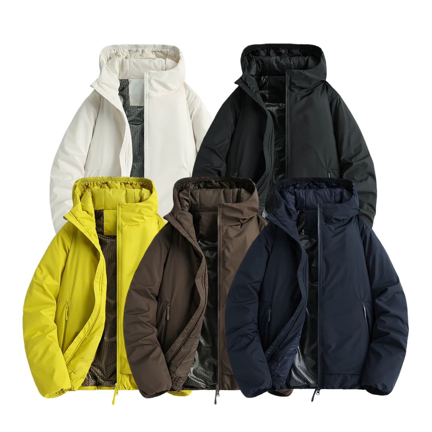 Công nghệ nhẹ và ấm áp của Don Quixote! D Bangsolona Giữ nhiệt độ không đổi! Áo khoác có mũ trùm đầu bằng vải cotton ấm áp màu trơn mùa đông