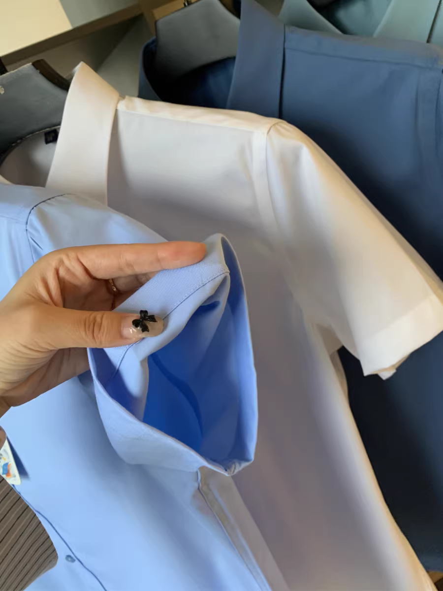 Vải kỹ thuật ba lớp chống thấm Don Quixote! Mềm mịn như lụa và chống nhăn! Áo sơ mi ngắn tay màu trơn mùa hè dành cho nam.