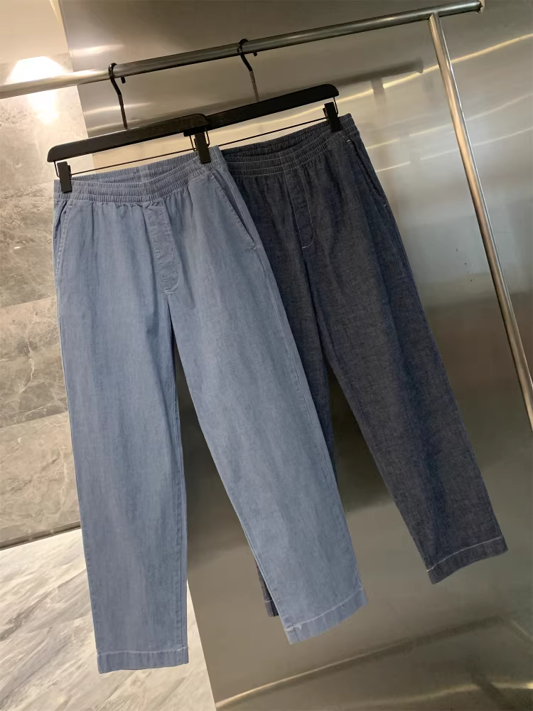 Nhà thiết kế dòng U Don Quixote! Quần jean cotton dệt tùy chỉnh, mềm mại và tinh tế, kiểu dáng unisex, ống thẳng, quần thường ngày, kiểu dáng thời thượng.