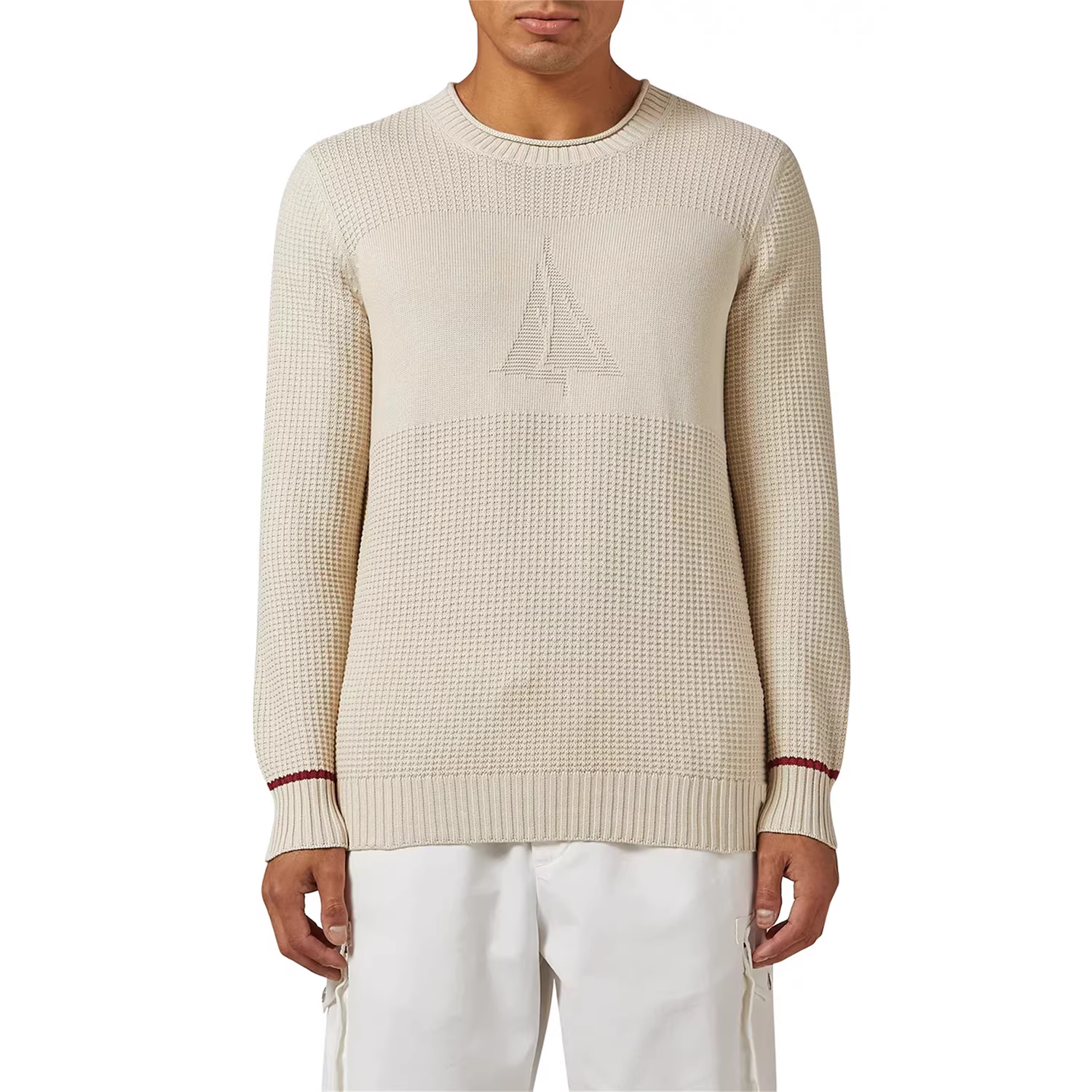 Don Quixote Offline 1W+! Dòng sản phẩm Sailing! Áo len nam dệt kim viền cuốn, chất liệu gân, xu hướng Thu Đông