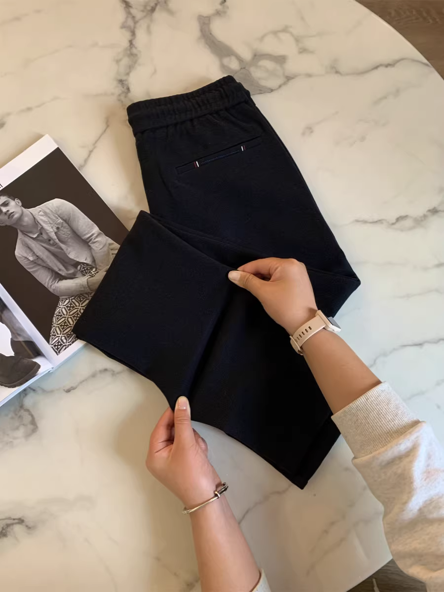 Giảm giá Don Quixote! Quần âu nam ống đứng lưng thun chất dày dặn, kiểu dáng thu đông.