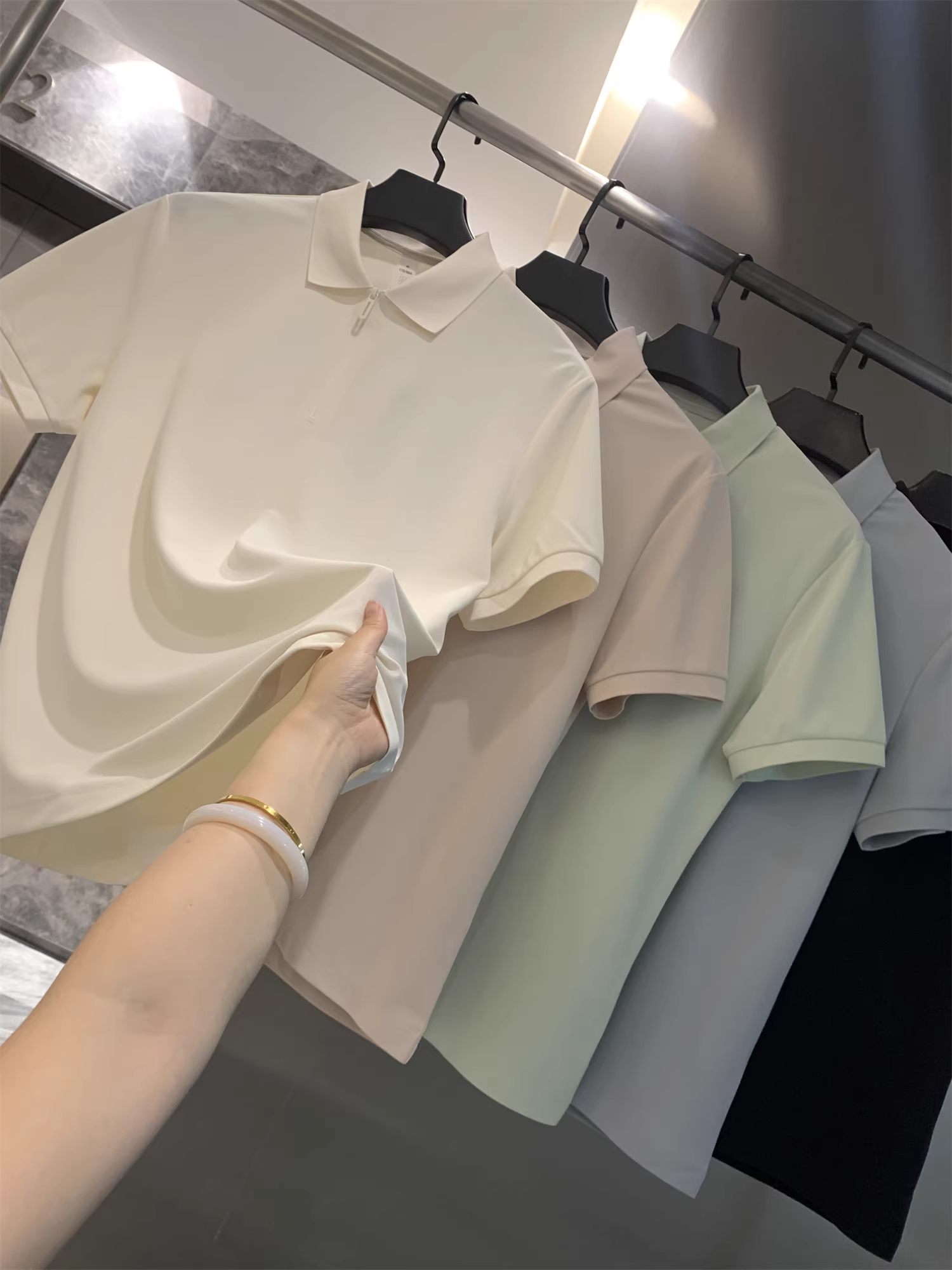 Áo Polo nam tay ngắn nửa khóa kéo Don Quixote dòng Ice Silk nhập khẩu! Công nghệ liền mạch làm mát bằng chất lỏng Amoniac, chất liệu Pearl Ground