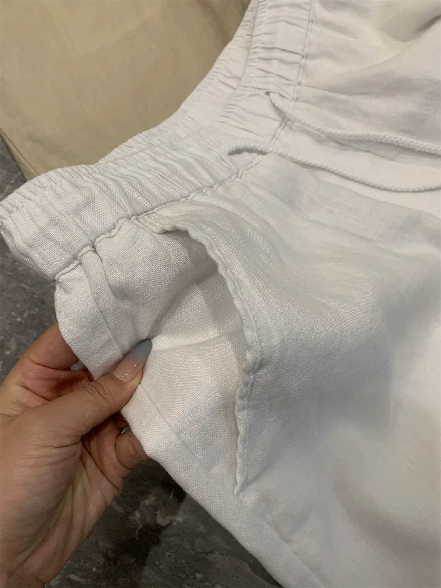 Don Quixote 100% vải lanh! Thoáng mát, thấm hút mồ hôi, thoáng khí! Quần short mùa hè màu trơn đa năng dành cho nam.