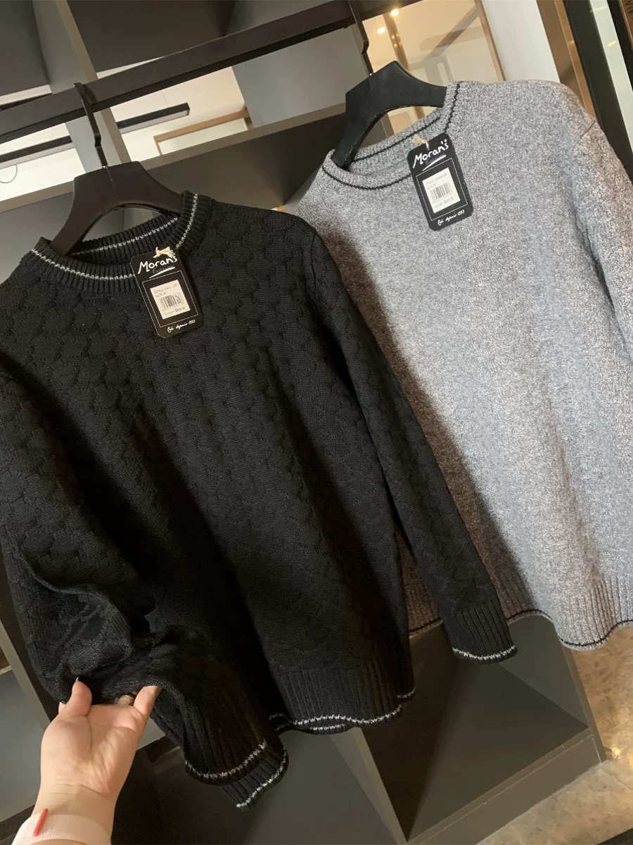 Don Quixote đi đến Canada để nhận đơn đặt hàng ~ Họa tiết kim cương ba chiều! Áo len dệt kim cổ tròn thông thường dành cho nam mùa thu.