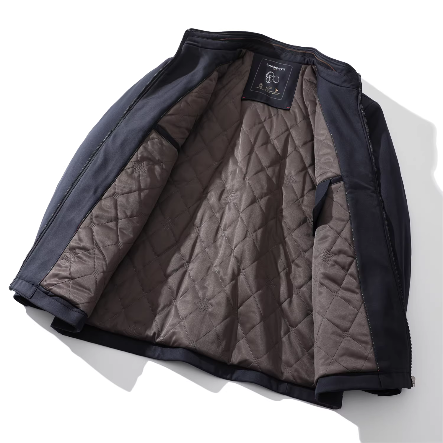 Áo khoác cổ đứng lót bông, chống gió và chống thấm nước mùa đông, chất liệu lụa tơ tằm Don Quixote!