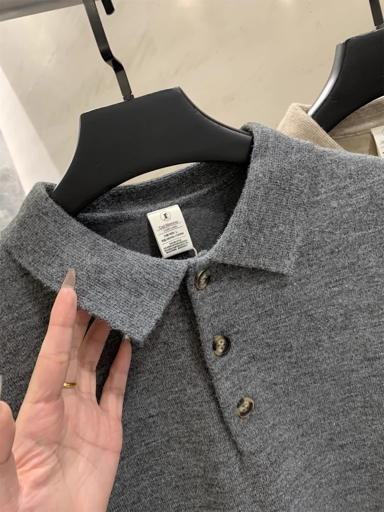 Phong cách nhà thiết kế Don Quixote! Cổ áo polo kiểu Ý! Áo len dệt kim nam mùa thu.