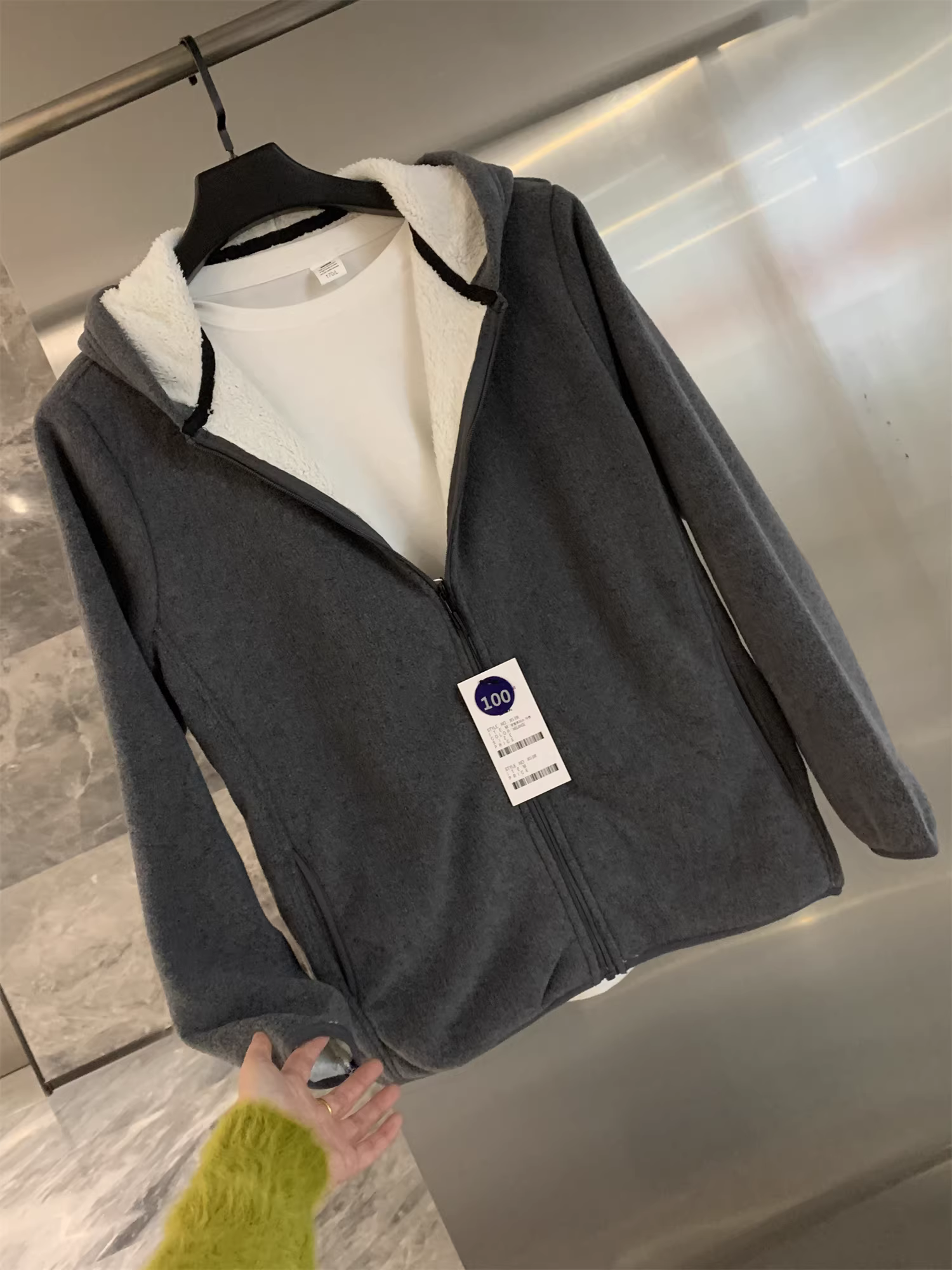 Don Quixote, phong cách Mỹ cổ điển! Giá trị cao so với chi phí! Áo khoác cardigan có mũ trùm đầu bằng vải lông cừu hai mặt, kiểu dáng đơn giản, dành cho cả nam và nữ, mùa thu đông.