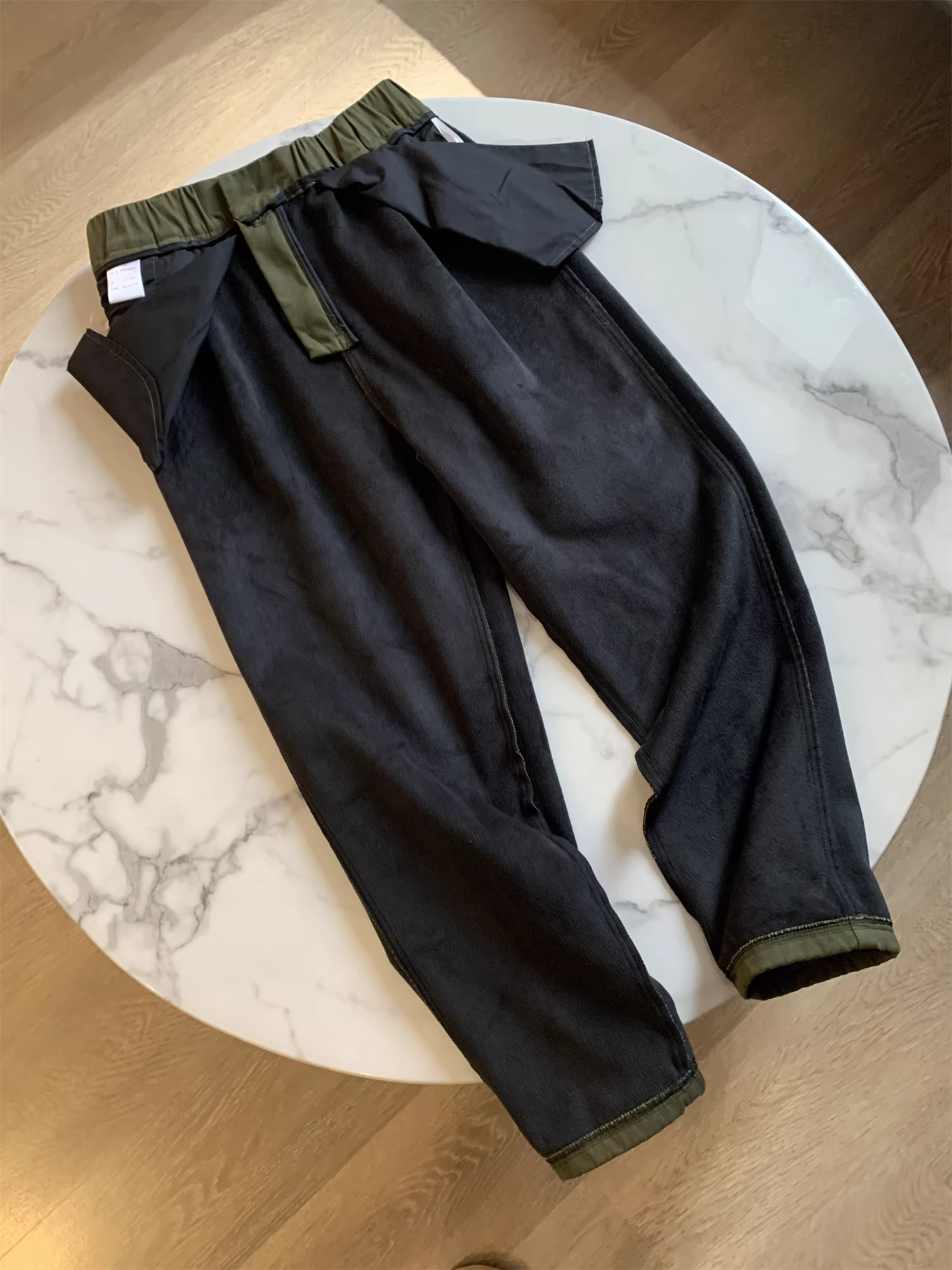 Quần áo bảo hộ lao động kiểu Nhật Don Quixote! Có lớp lót lông cừu và dày dặn! Quần công sở ống đứng co giãn mùa thu đông có dây lưng tích hợp dành cho nam.