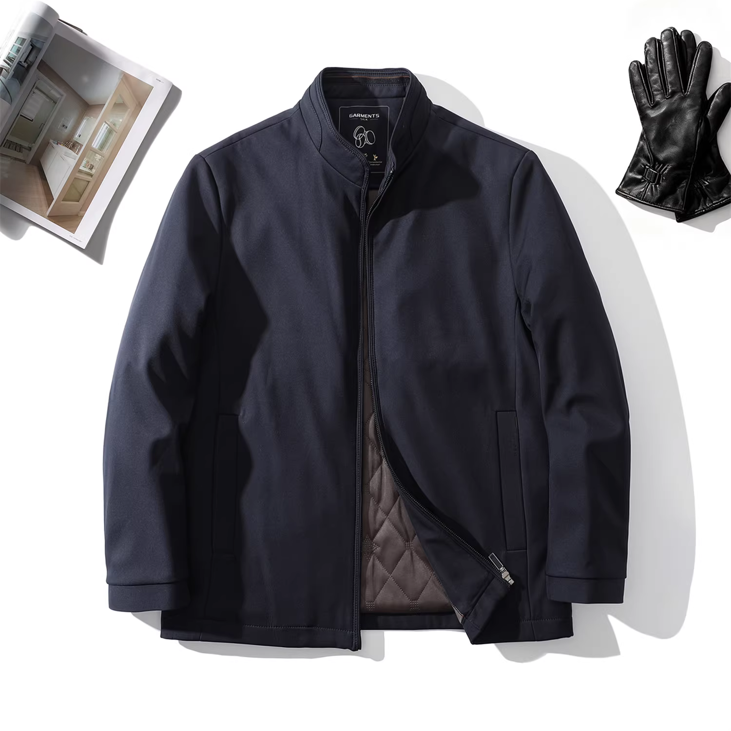 Áo khoác cổ đứng lót bông, chống gió và chống thấm nước mùa đông, chất liệu lụa tơ tằm Don Quixote!