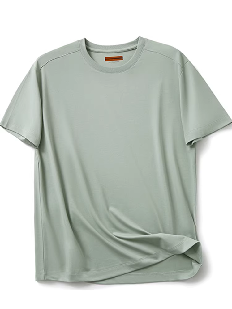 Don Quixote Liquid Ammonia P Cotton! Áo thun nam ngắn tay chống nhăn cơ bản đa năng màu trơn mùa hè xu hướng