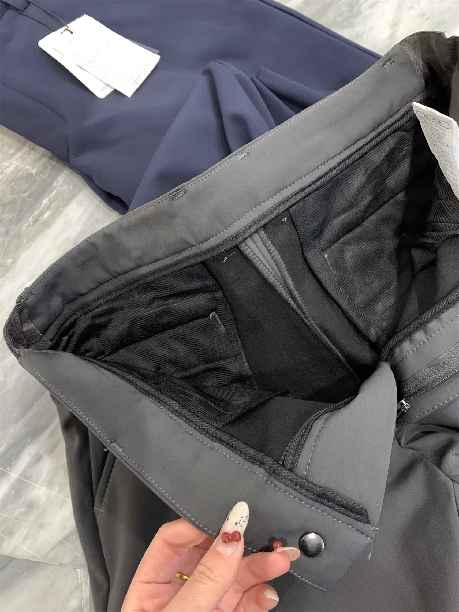 Don Quixote Han Dan! Chuyuan Outdoor! Quần âu nam ống đứng mùa đông có lớp lót lông cừu mỏng tích hợp