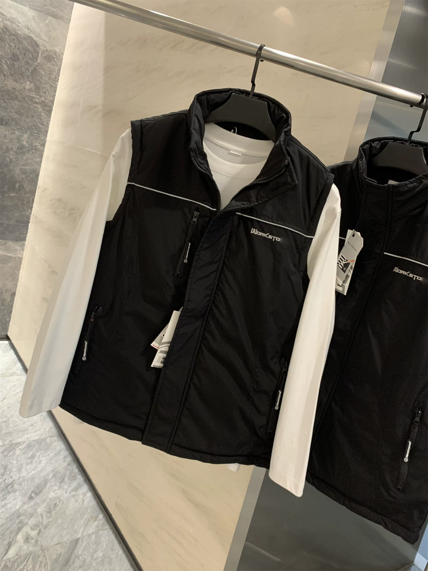 Don Quixote nhận đơn đặt hàng ở nước ngoài! Áo khoác vest cotton cổ đứng đa năng màu trơn mùa thu đông dành cho nam hợp thời trang