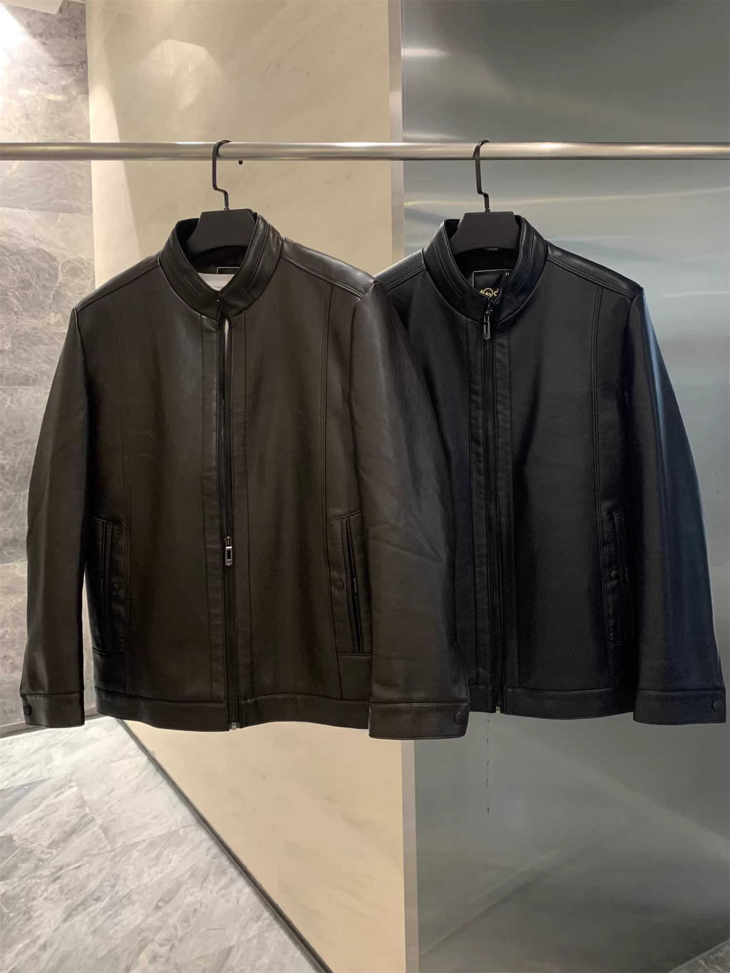 Don Quixote cung cấp áo khoác da PU! Lót lông cừu dày! Áo khoác da cổ đứng nhỏ gọn, phong cách công sở lịch sự, chất liệu cotton.