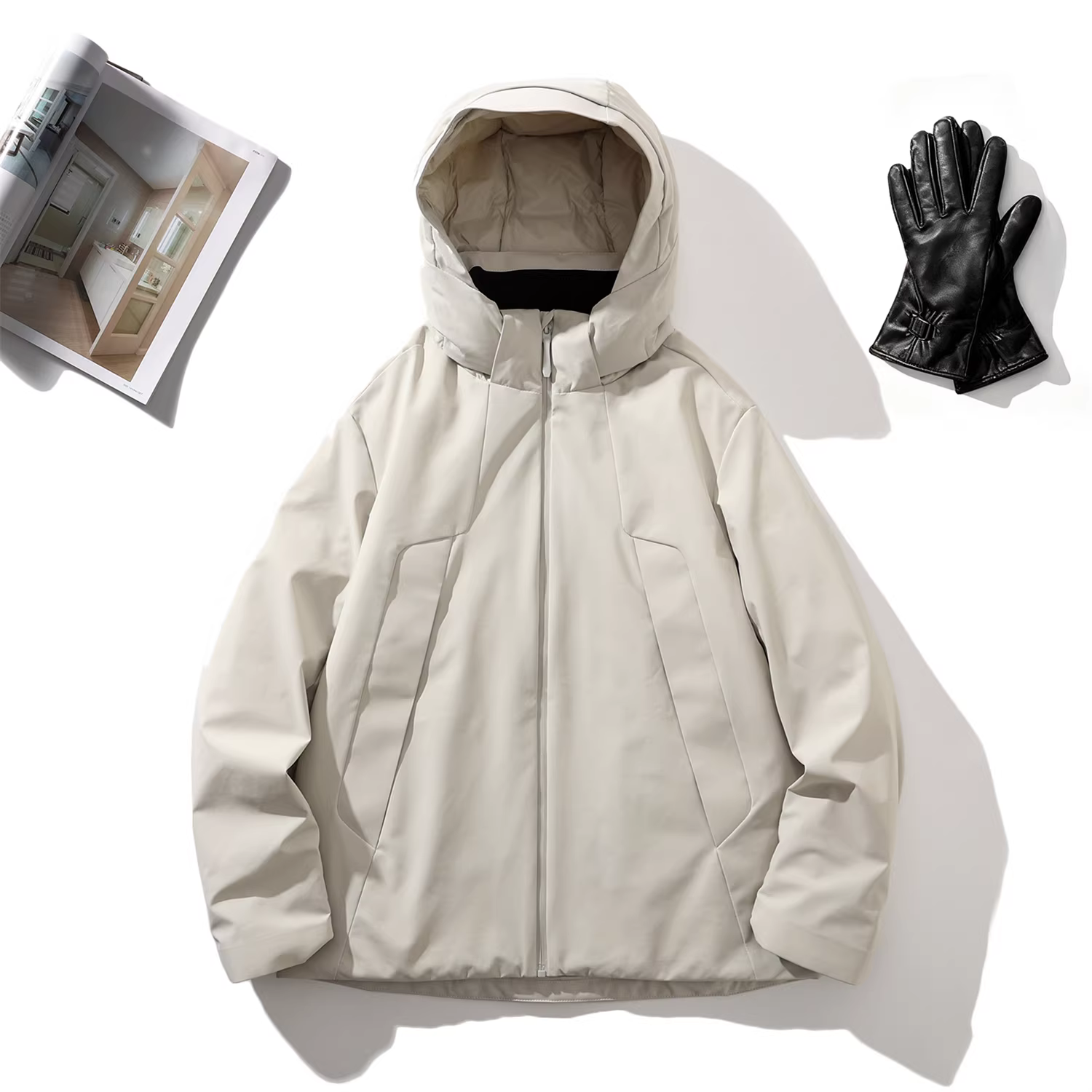 Don Quixote Offline 1598! 90% lông ngỗng! Áo khoác lông vũ cao cấp, dày dặn, ấm áp, đường may được dán kín, có mũ trùm đầu.