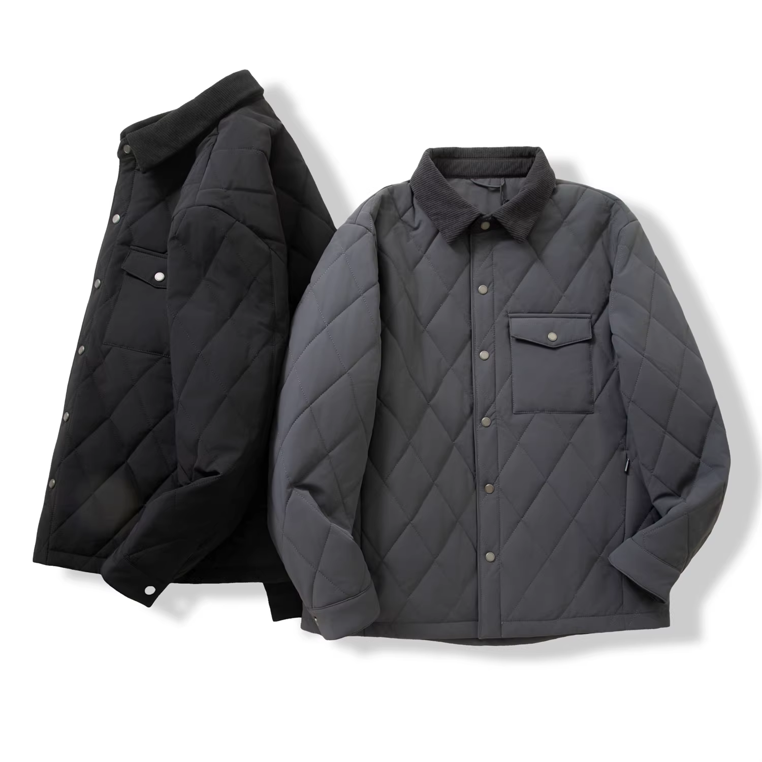 Don Quixote, phong cách tiền bạc cổ điển của Ý! Đường may chần hình thoi! Áo khoác cotton mùa đông dày dặn và ấm áp có cổ áo lật dành cho nam.