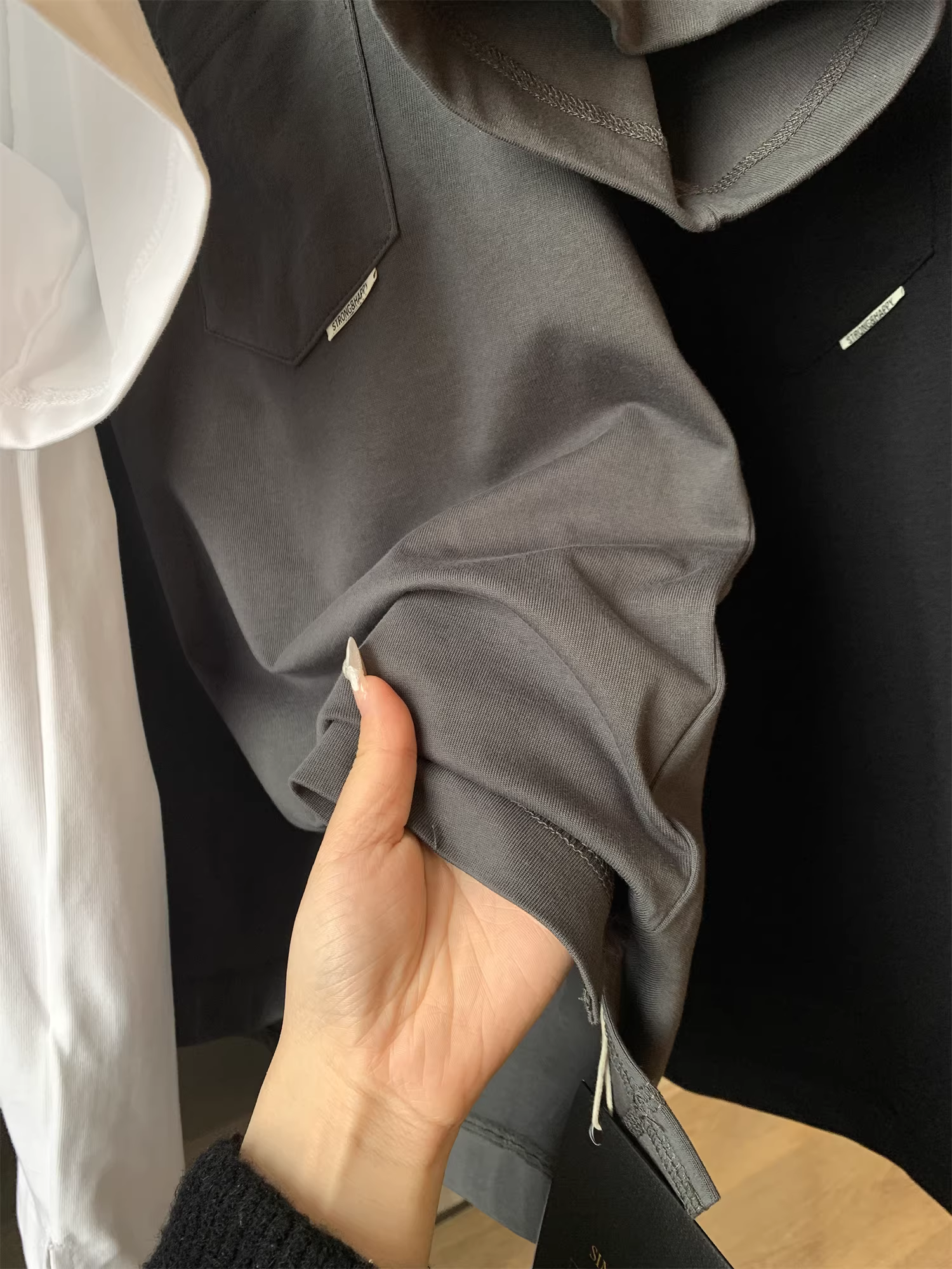 Áo thun nam Don Quixote chất cotton dày 300g! Áo thun nam mùa hè màu trơn, dáng rộng, đa năng, có hai túi, tay ngắn, kiểu dáng thời trang