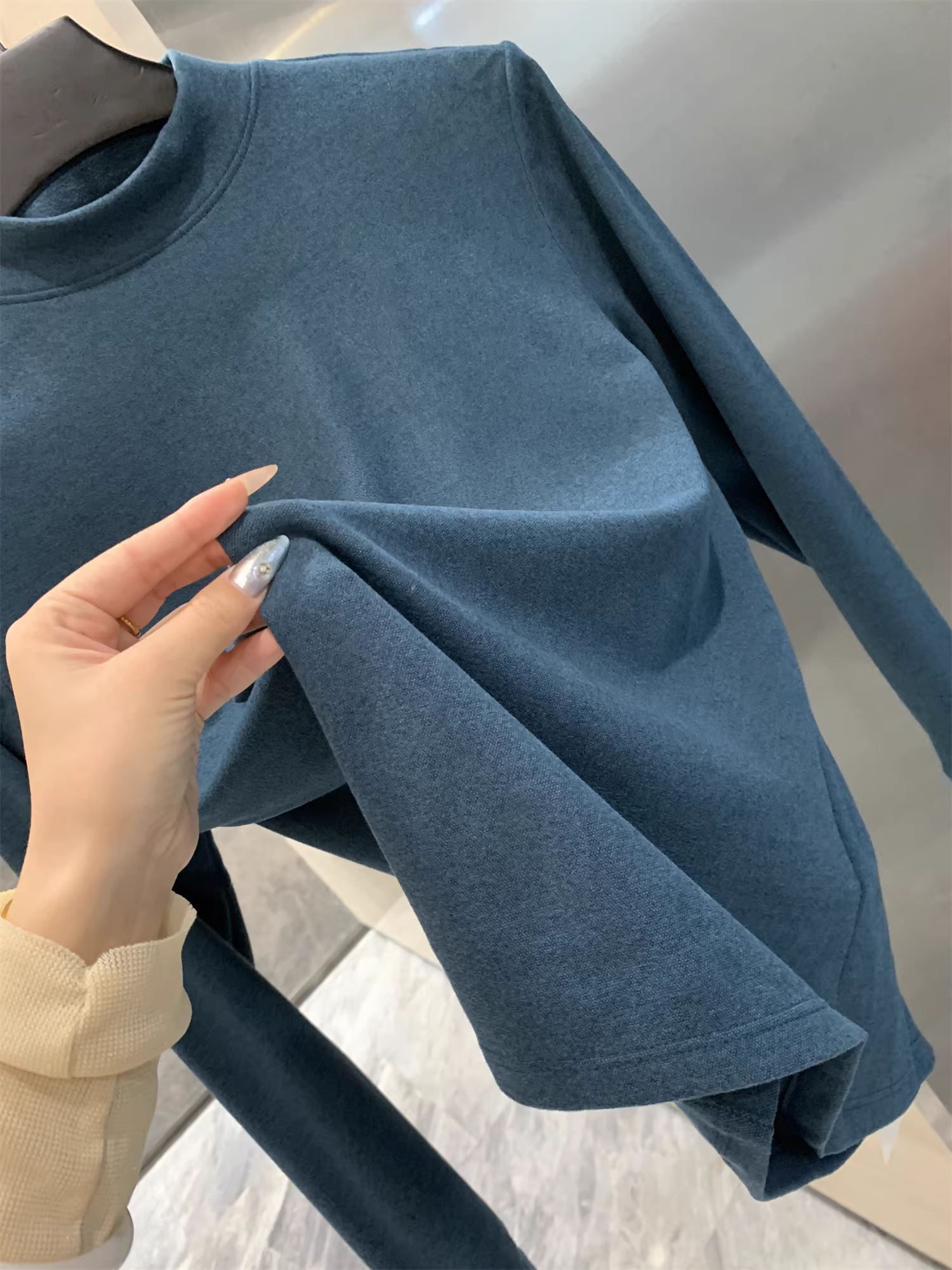 Áo lót lông cừu hai mặt cơ bản Don Quixote! Áo sơ mi nam màu trơn đơn giản giản dị mùa thu đông Áo sơ mi lớp nền ấm áp cổ lọ nửa cổ hợp thời trang