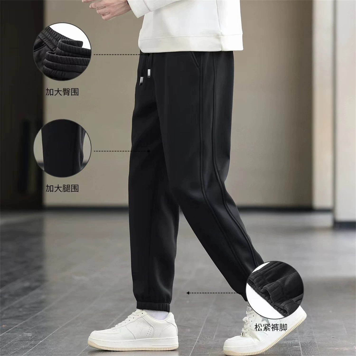 Quần jogger nam mùa đông ấm áp, chống gió, kiểu dáng thể thao, chất liệu pha Tencel Don Quixote! Lót lông cừu và dày dặn!