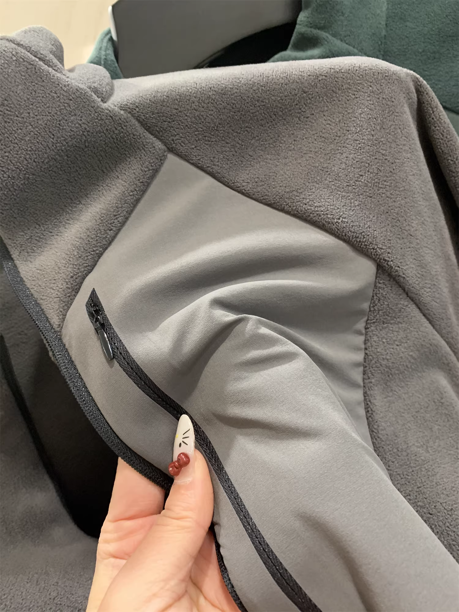 Áo khoác lông cừu Don Quixote Composite Grid ấm áp! May đo 3D! Áo khoác lông cừu cổ đứng nửa khóa kéo dành cho nam mùa thu đông