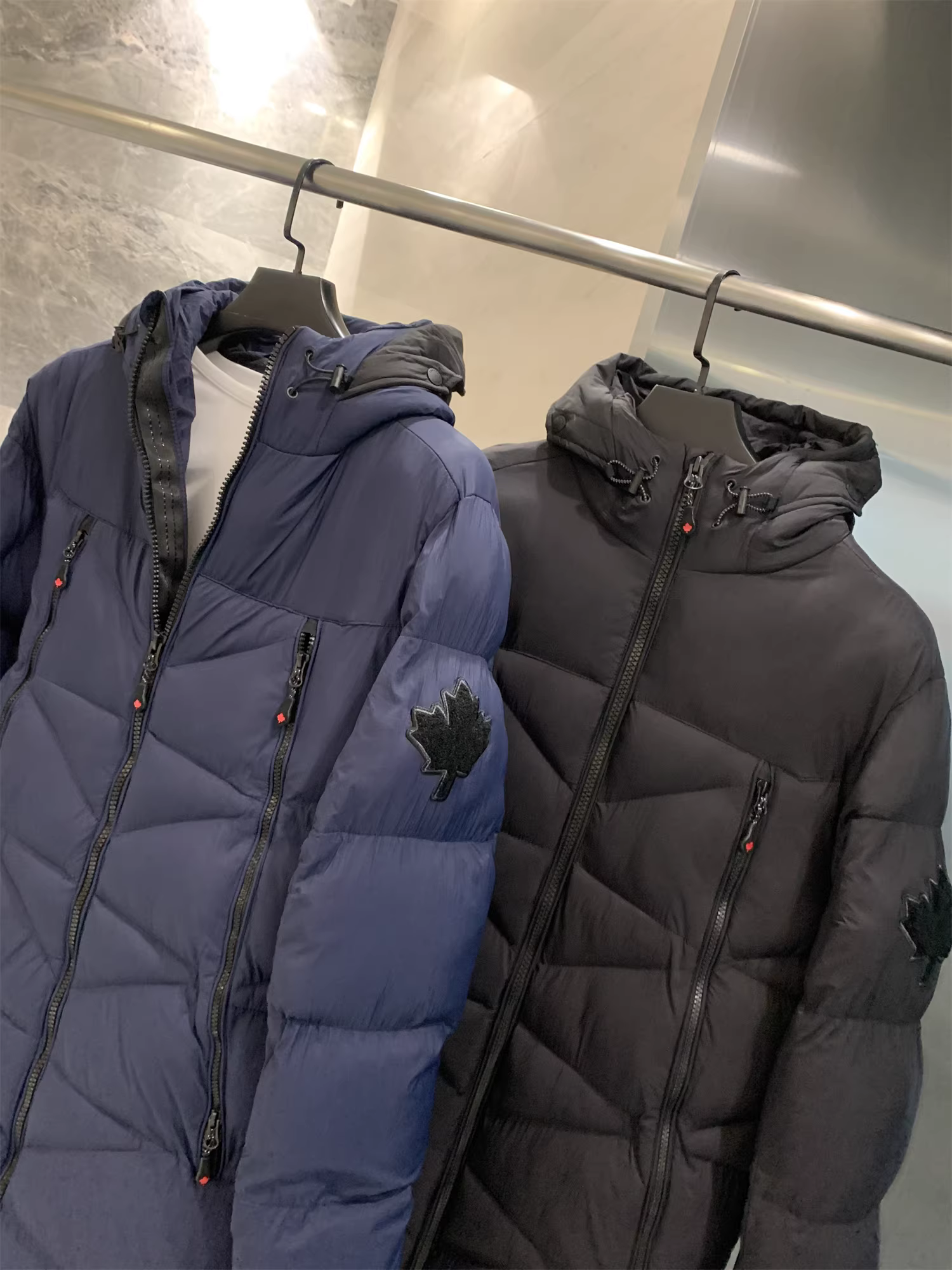 Don Quixote Maple Leaf Chunyuan! Áo khoác cotton có mũ trùm đầu dài vừa phải, dày dặn, ấm áp, chống gió mùa đông dành cho nam giới.